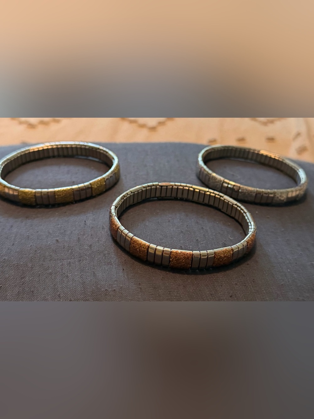 Tri-Tone Stretch Bracelet Set in Gold, Silver & Rose Gold